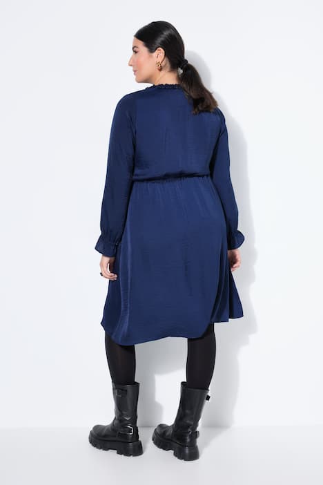 Midikleid, A-Linie, Rüschen, Langarm