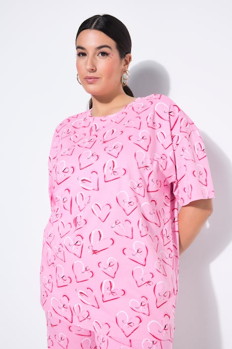 Pyjama, kurzer Zweiteiler, Hearts-Muster