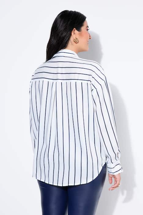 Skjorta, oversize-modell, satin, ränder