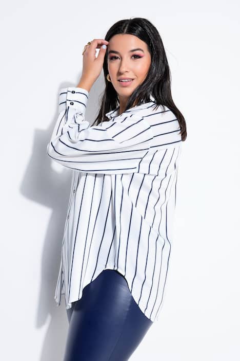 Skjorta, oversize-modell, satin, ränder