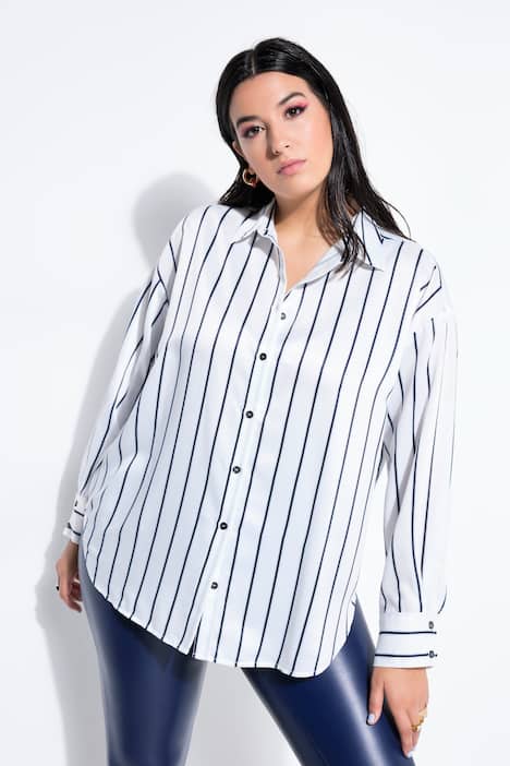 Skjorta, oversize-modell, satin, ränder