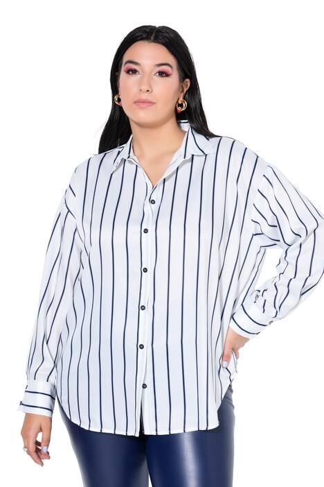 Košile, oversize, satén, pruhy