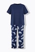 Pyjama, Zweiteiler, uni Shirt, lange Hose, Leoparden