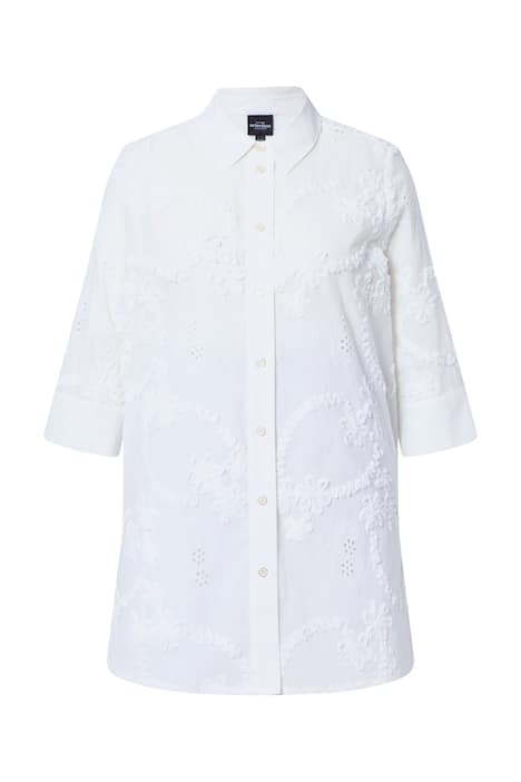 Dlouhá halenka, výšivky, košilový límec, 3/4 rukáv