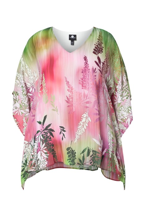 Šifonová halenka, dvouvrstvá, V výstřih, volný střih