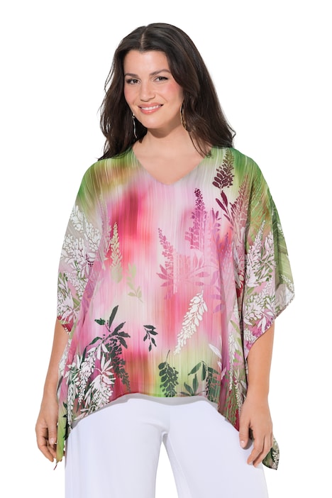 Šifonová halenka, dvouvrstvá, V výstřih, volný střih