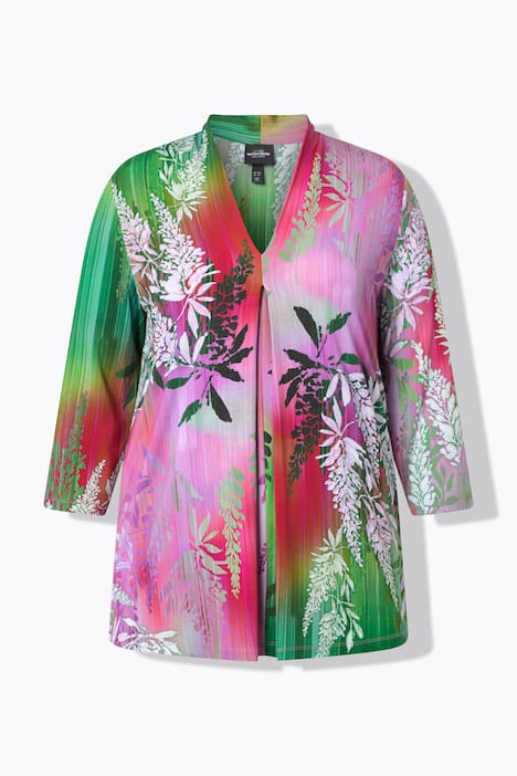 Slinky shirt, golven, A-lijn, gobletkraag, V-hals, 3/4-mouwen