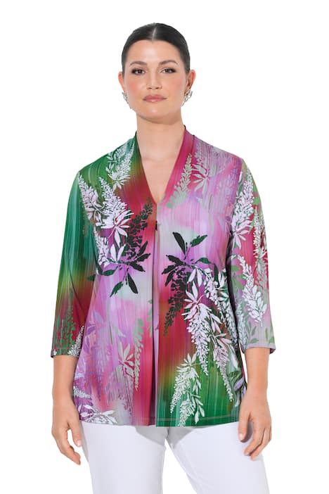 Splývavé tričko, áčkový střih, kalichový límec, V výstřih, 3/4 rukávy