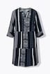 Robe imprimé graphique, col tunisien et manches 3/4
