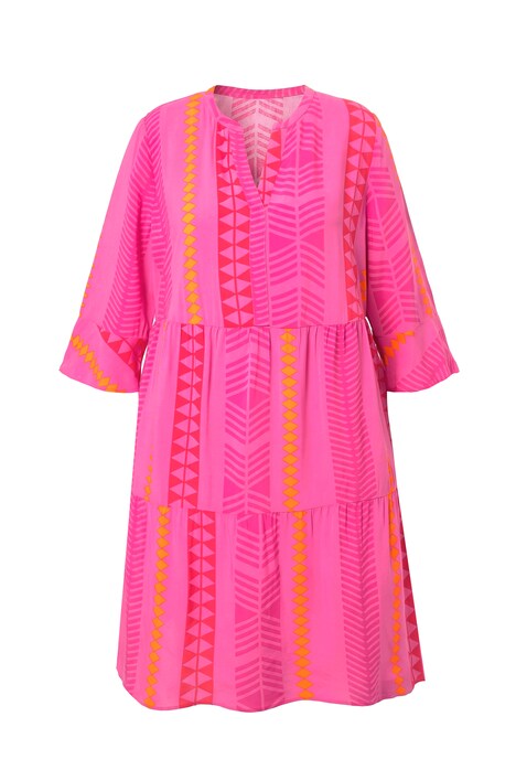 Šaty, grafický potisk, tunikový výstřih, 3/4 rukáv