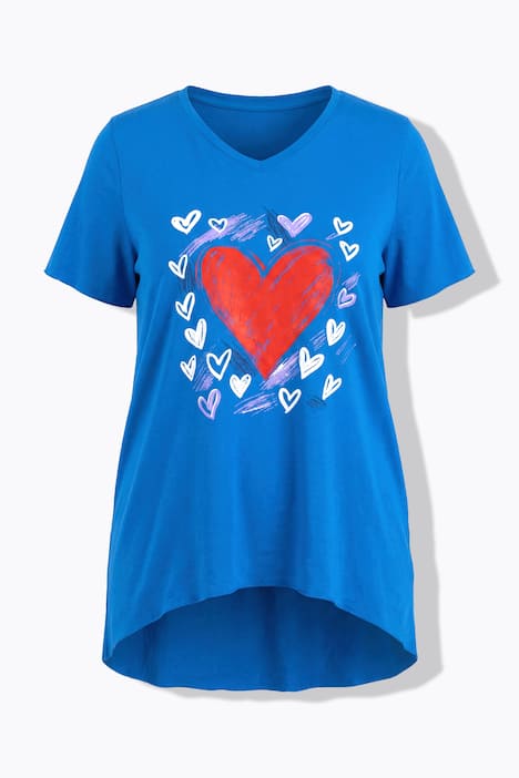 T-Shirt, A-Linie, Herz-Motiv, Rollkanten, Halbarm