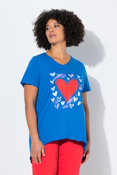 T-Shirt, A-Linie, Herz-Motiv, Rollkanten, Halbarm