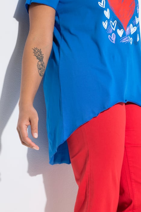 T-Shirt, A-Linie, Herz-Motiv, Rollkanten, Halbarm