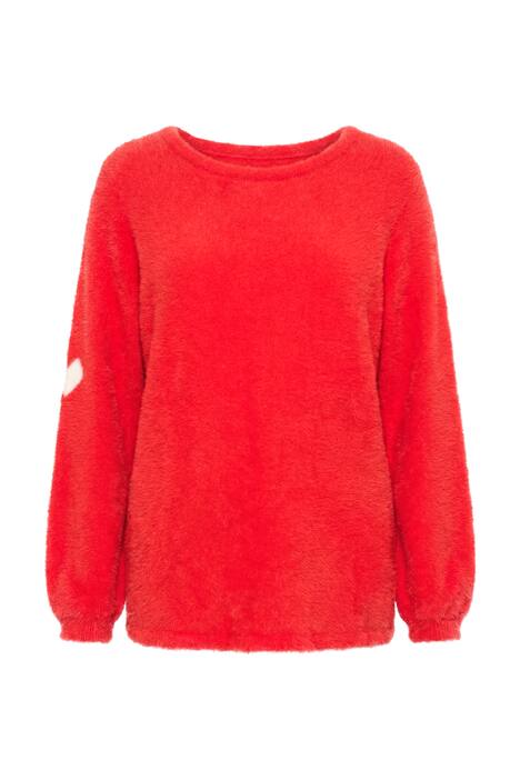 Svetr, rovný střih, fancy úplet, balónové rukávy