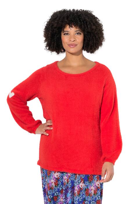 Svetr, rovný střih, fancy úplet, balónové rukávy