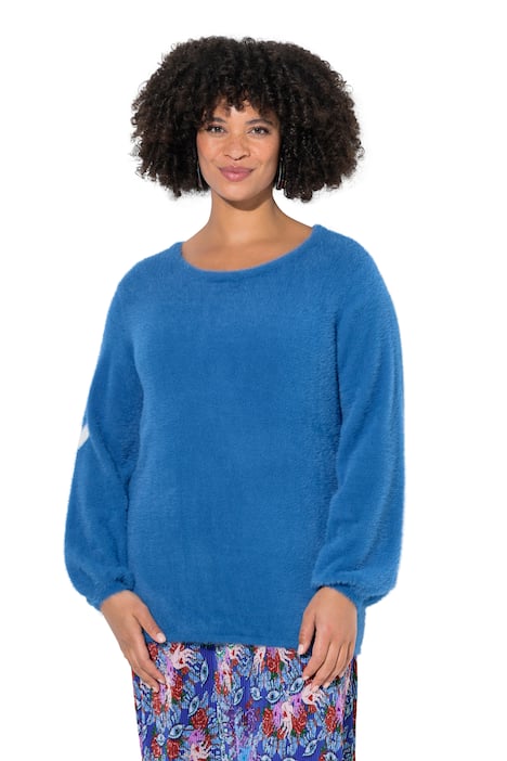 Svetr, rovný střih, fancy úplet, balónové rukávy