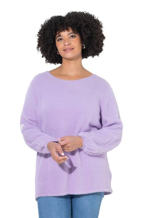 Svetr, rovný střih, fancy úplet, balónové rukávy