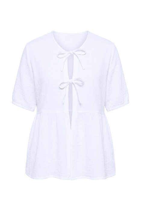 Mušelínová halenka, se zavazováním na mašli, V výstřih, polodlouhý rukáv