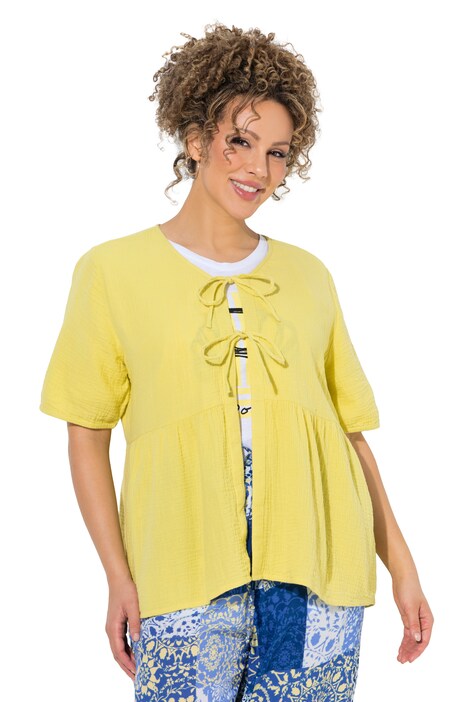 Mušelínová halenka, se zavazováním na mašli, V výstřih, polodlouhý rukáv