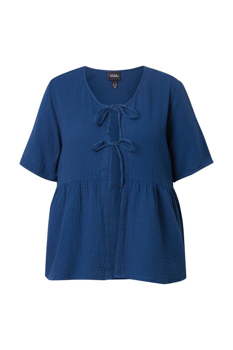 Mušelínová halenka, se zavazováním na mašli, V výstřih, polodlouhý rukáv