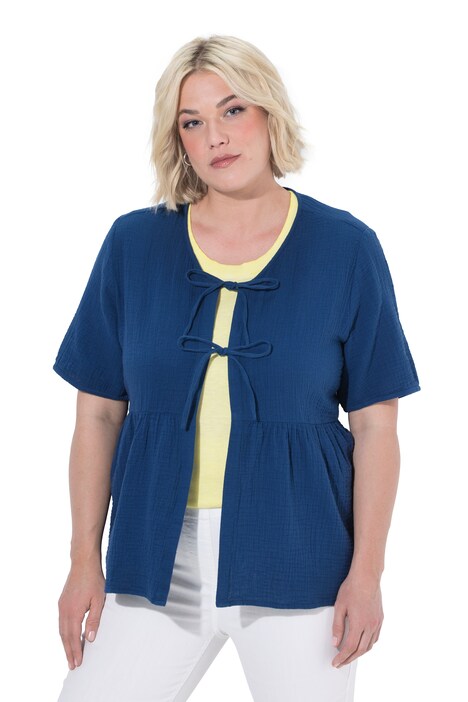 Mušelínová halenka, se zavazováním na mašli, V výstřih, polodlouhý rukáv