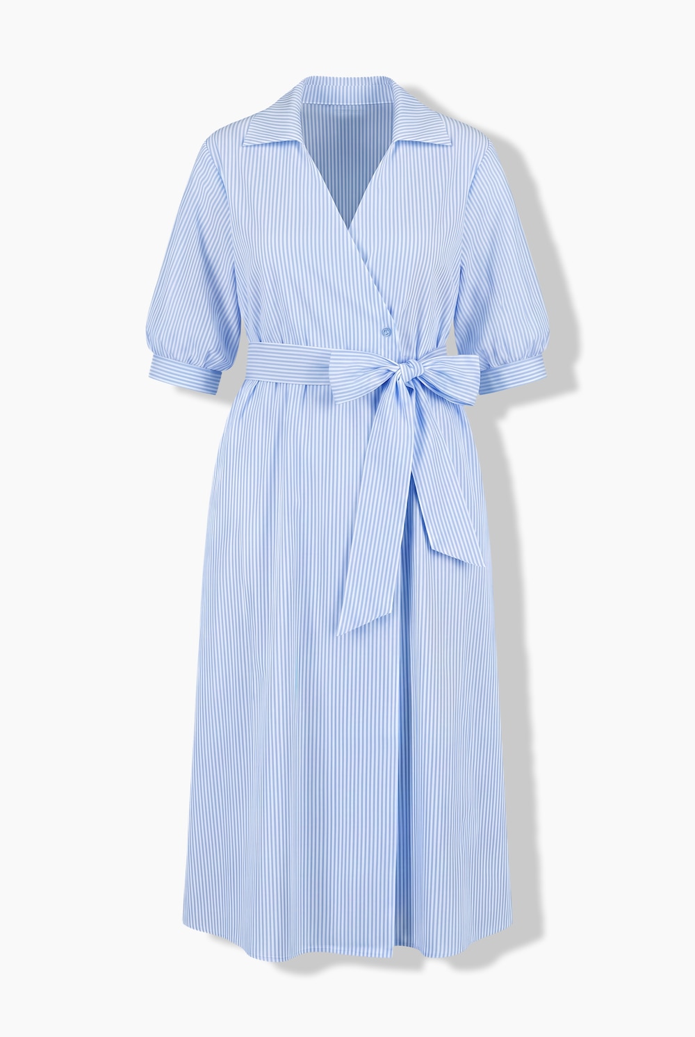 Maxikleid, Streifen, Oversized, Hemdkragen, 3/4-Arm