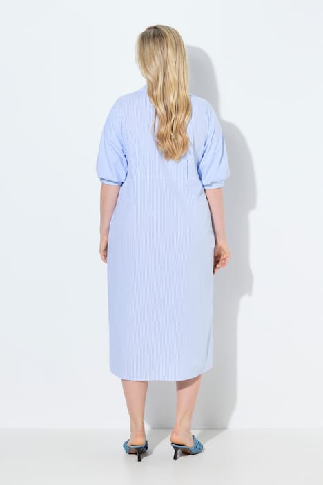 Maxikleid, Streifen, Oversized, Hemdkragen, 3/4-Arm