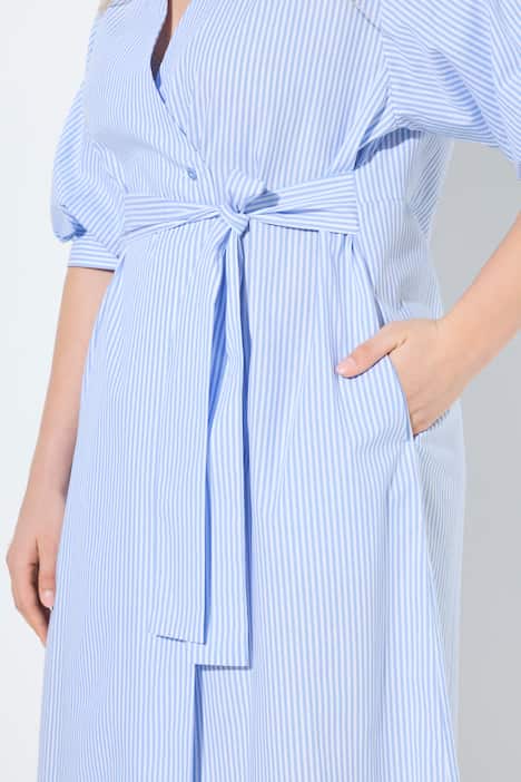Maxikleid, Streifen, Oversized, Hemdkragen, 3/4-Arm