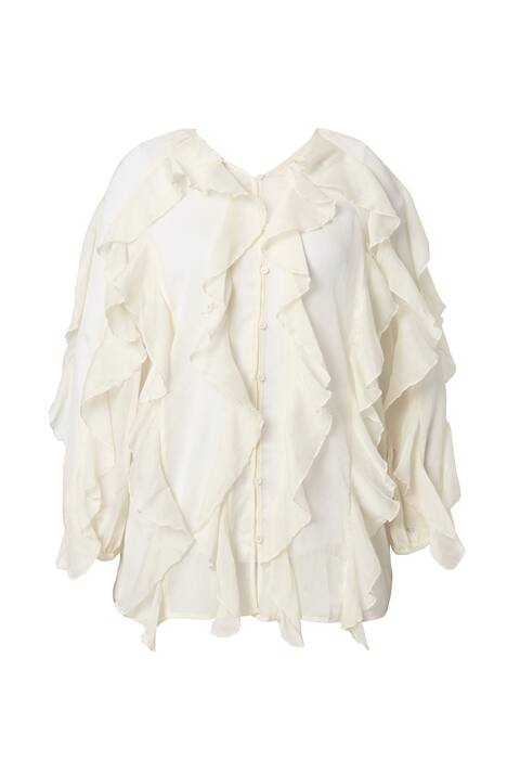 halenka, volánky, A střih, V výstřih, dlouhý rukáv