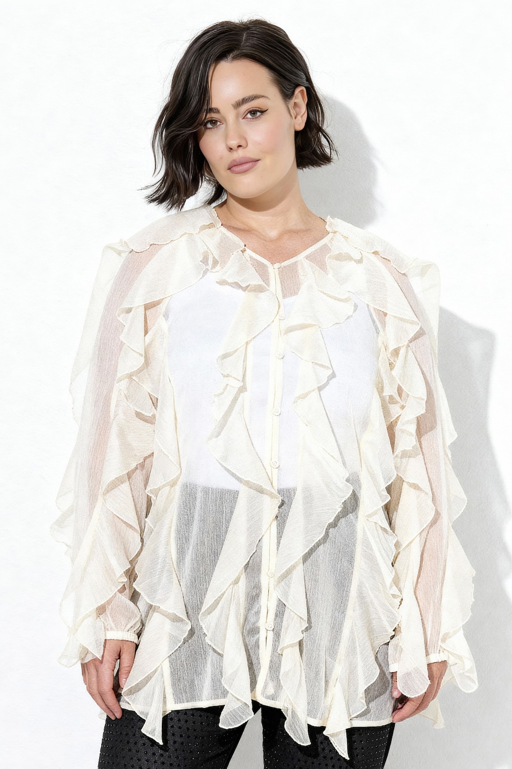 Große Größen Bluse, Damen, beige, Größe: 50/52, Polyester, Ulla Popken