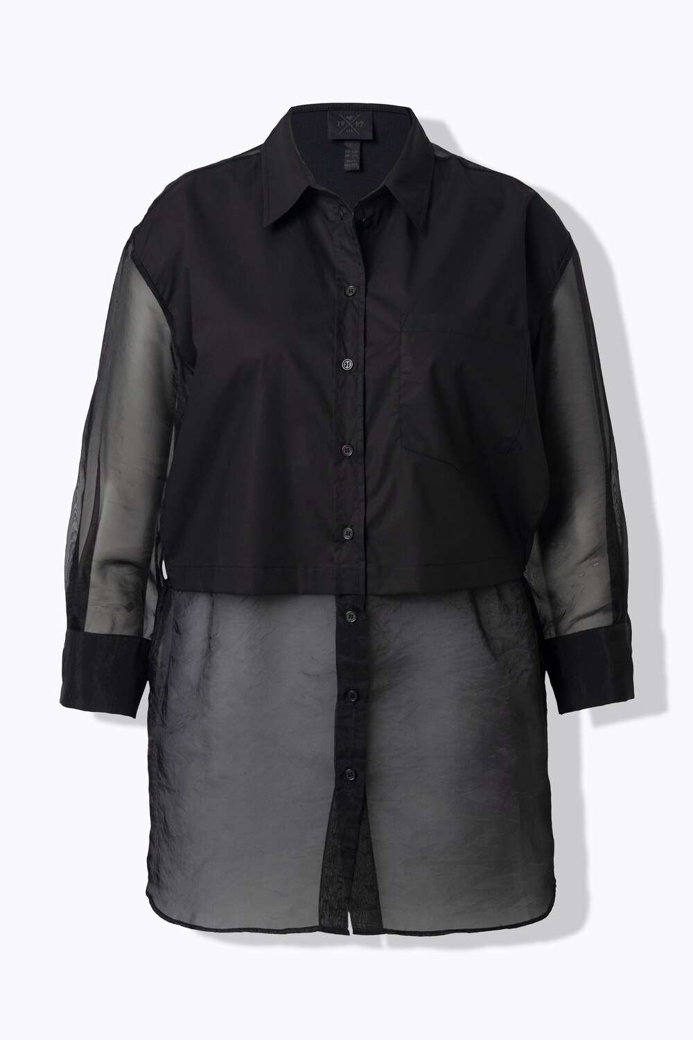Stora storlekar Skjorta, Dam, svart, storlek: 58/60, Polyester/Bomull, Ulla Popken
