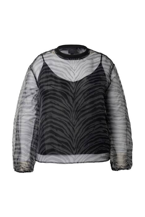 Halenka, zvířecí vzor, dvouvrstvá, kulatý výstřih, dlouhý rukáv