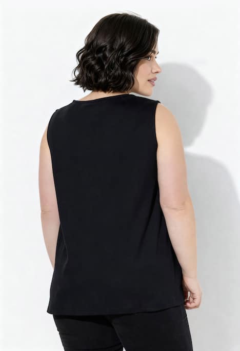 Top, ribjersey, A-lijn, ronde hals, mouwloos