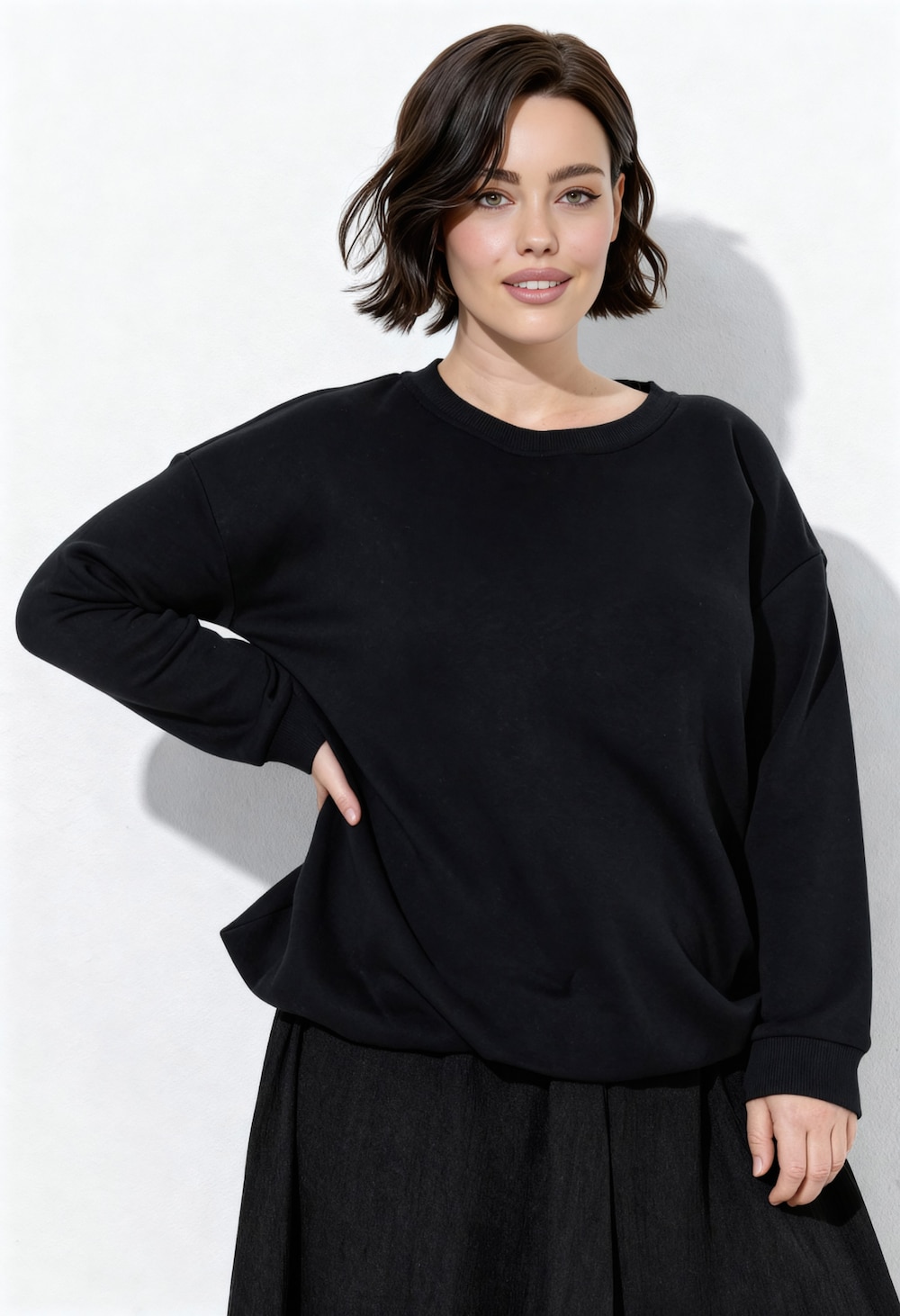 Sweatshirt, kurz, Boxy, Rundhals, Langarm