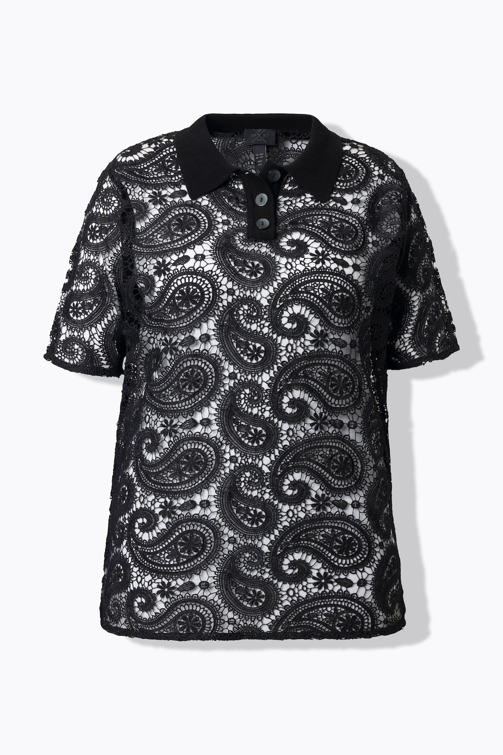 Stora storlekar Pikétröja, Dam, svart, storlek: 50/52, Polyester, Ulla Popken