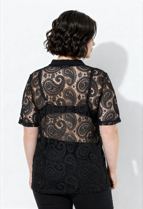 Paisley Lace Sheer Polo#