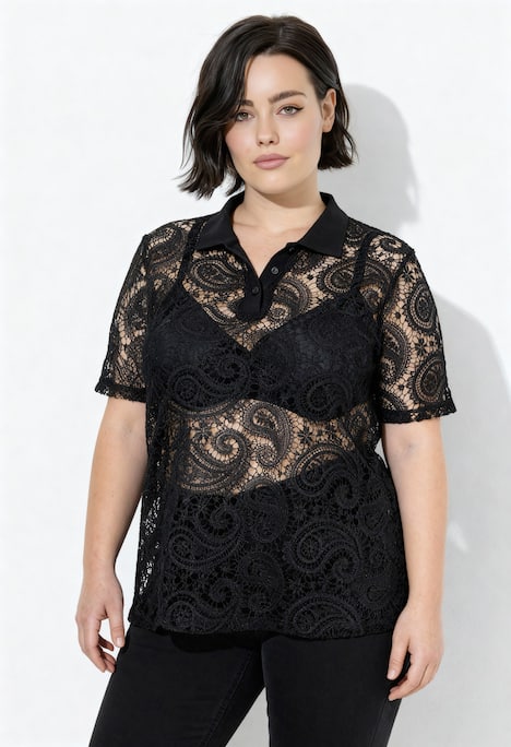 Paisley Lace Sheer Polo