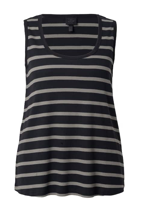 Top, pruhovaný, žebrovaný úplet, A střih, kulatý výstřih, bez rukávů