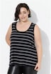 Top, strepen, ribjersey, A-lijn, ronde hals, mouwloos