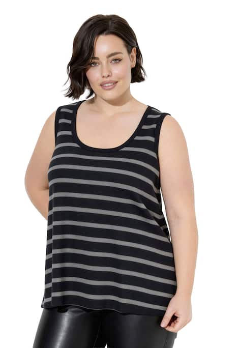 Top, pruhovaný, žebrovaný úplet, A střih, kulatý výstřih, bez rukávů