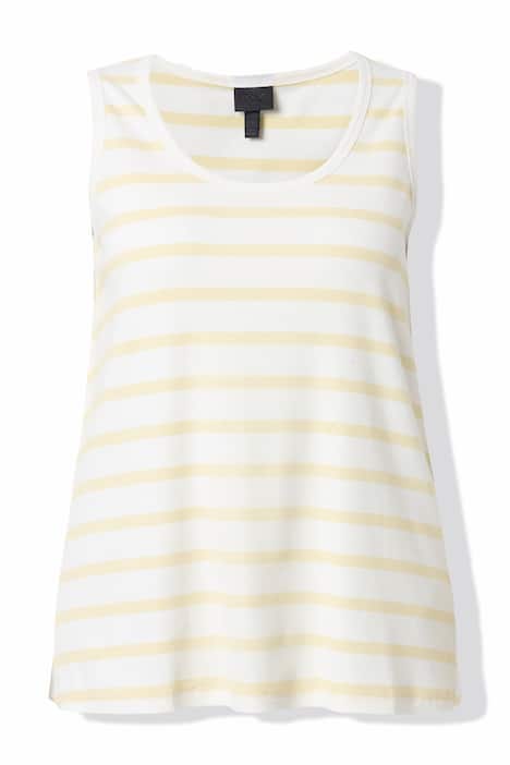 Top, strepen, ribjersey, A-lijn, ronde hals, mouwloos