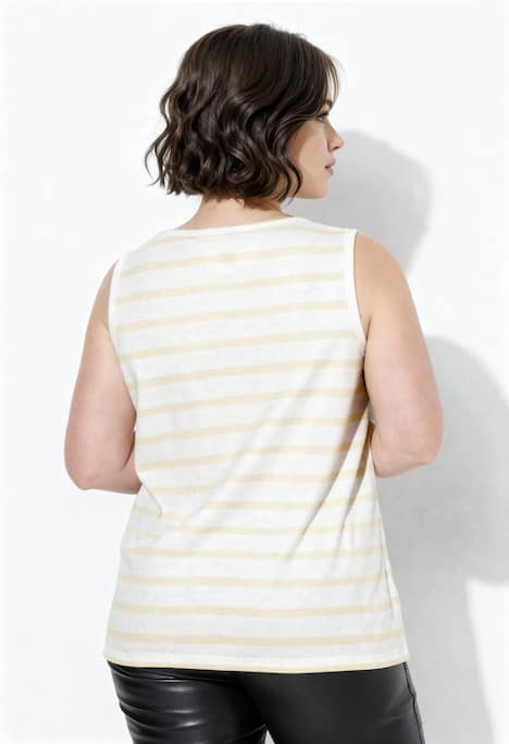 Top, strepen, ribjersey, A-lijn, ronde hals, mouwloos