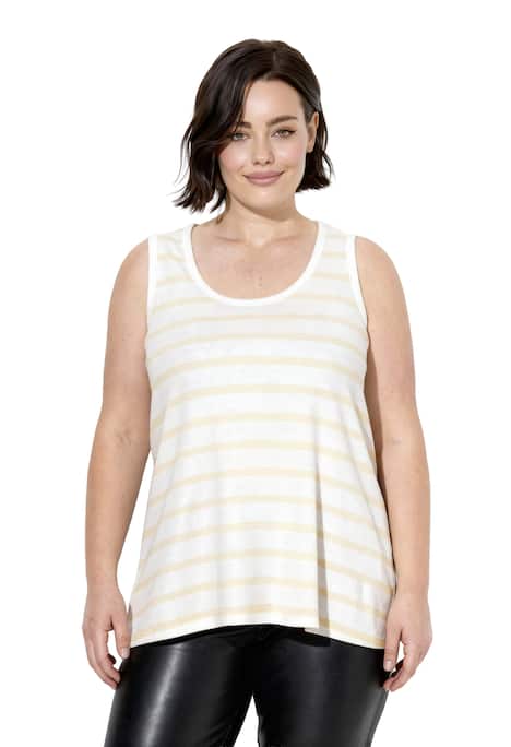 Top, pruhovaný, žebrovaný úplet, A střih, kulatý výstřih, bez rukávů