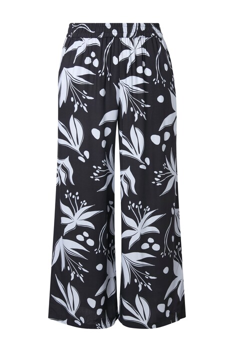 Kalhoty, květiny, široké nohavice, záhyby, elastický pas