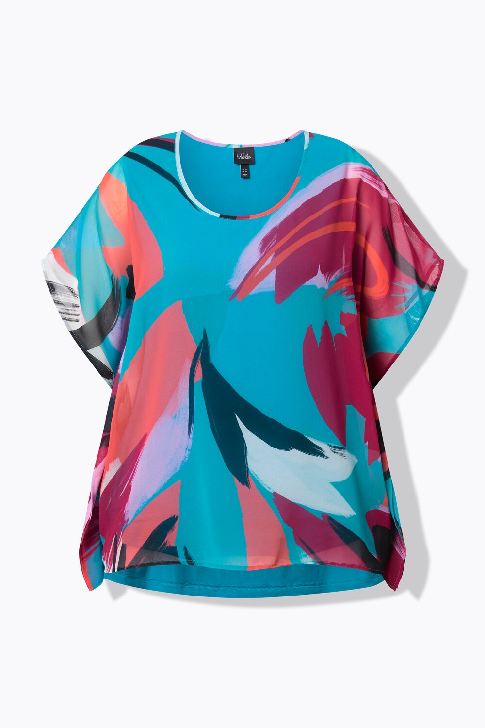 Stora storlekar Chiffongtunika, Dam, turkos, storlek: 58/60, Polyester/Viskos, Ulla Popken