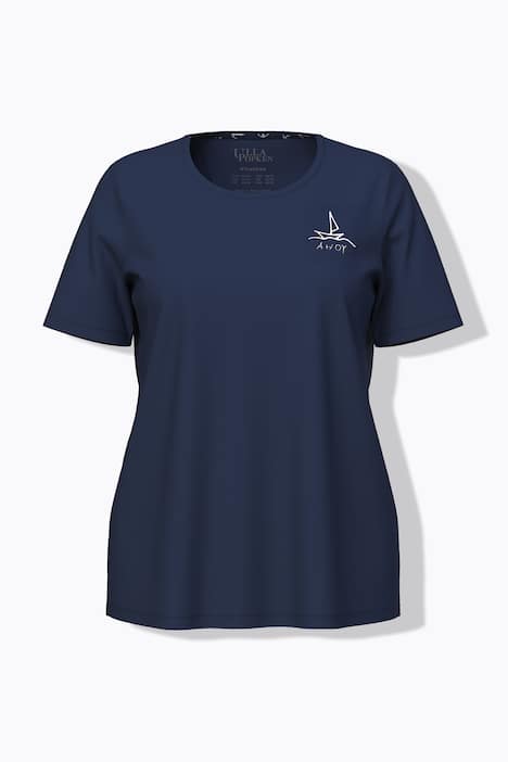 T-shirt de pyjama en coton bio, motif voilier, col rond et manches courtes