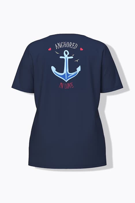 T-shirt de pyjama en coton bio, motif voilier, col rond et manches courtes