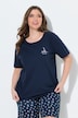 T-shirt de pyjama en coton bio, motif voilier, col rond et manches courtes