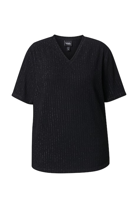 Tričko, třpytky, hranatý střih, V výstřih, polodlouhý rukáv