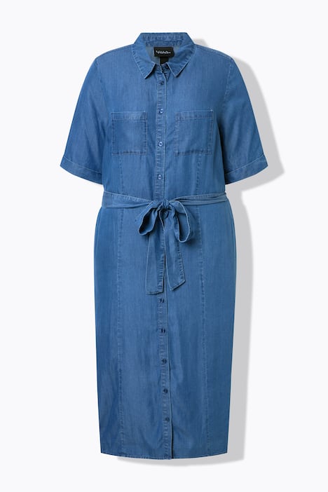 Overhemdjurk, A-lijn, overhemdkraag, korte mouwen